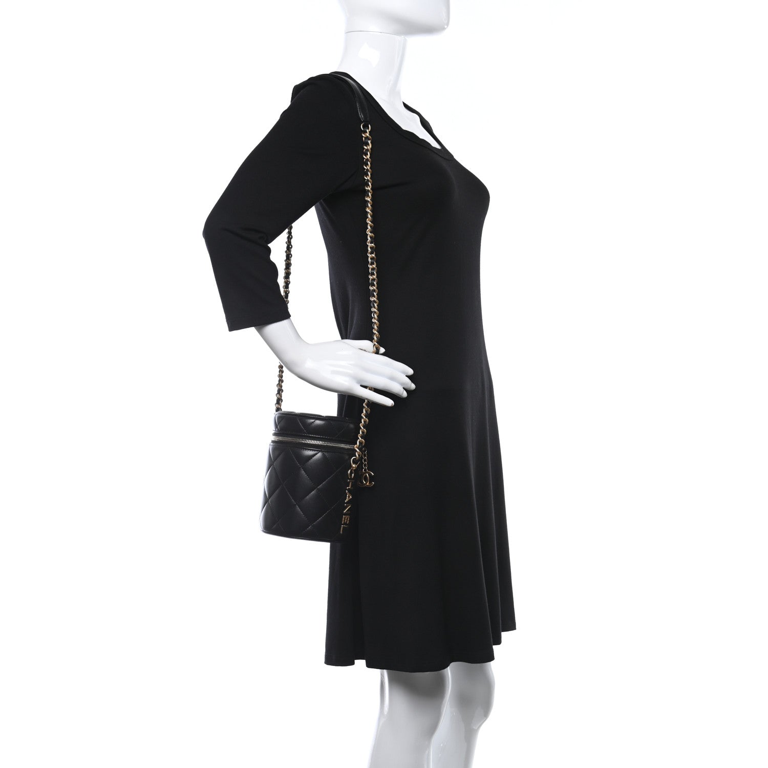 Chanel Lambskin Quilted Side Note Vanity Black 2 of 11