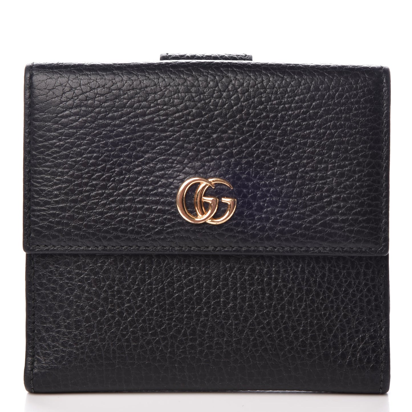Dollar Calfskin Double G French Flap Wallet Black