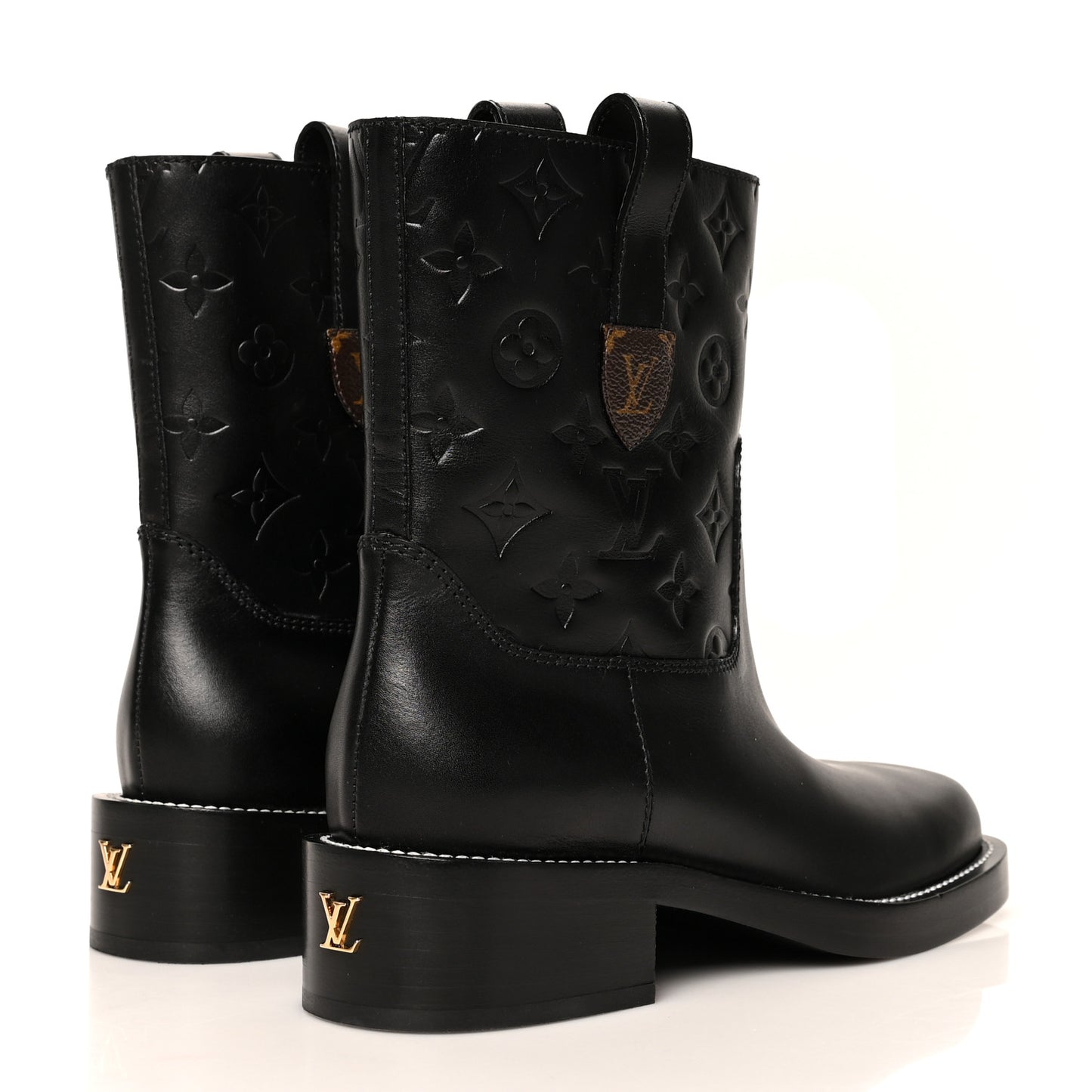 Calfskin Monogram Downtown Ankle Boots 38 Black