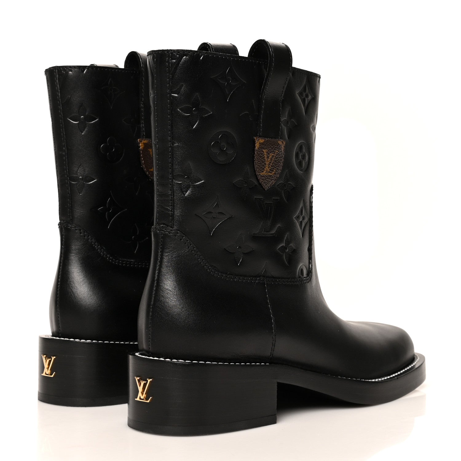 Louis Vuitton Calfskin Monogram Downtown Ankle Boots 38 Black 4 of 9