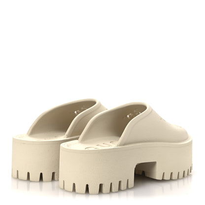 Gucci Rubber GG Monogram Perforated Elea Platform 55mm Lug Sole Sandals 35 Mystic White 5 of 10