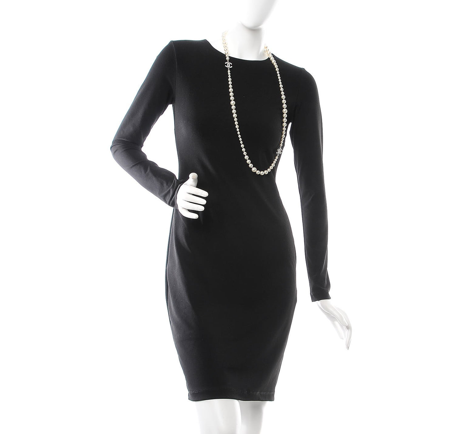Pearl CC Long Necklace Silver