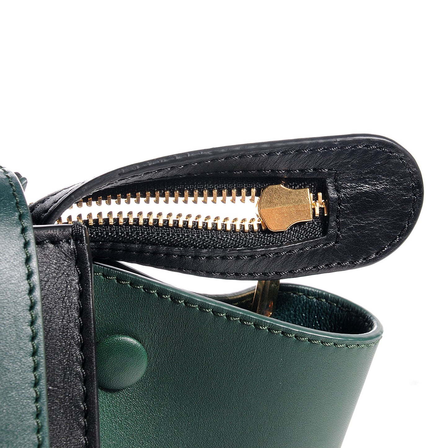 Smooth Calfskin Small Bi-Color Trapeze Bottle Green Black