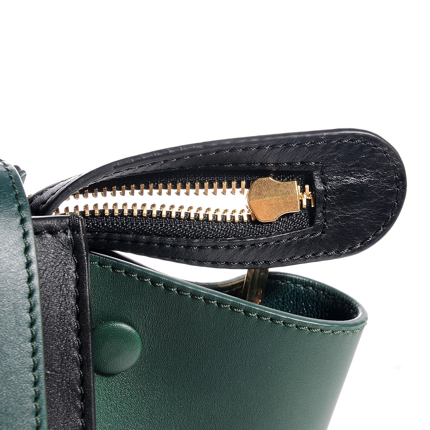 Celine Smooth Calfskin Small Bi-Color Trapeze Bottle Green Black 10 of 12