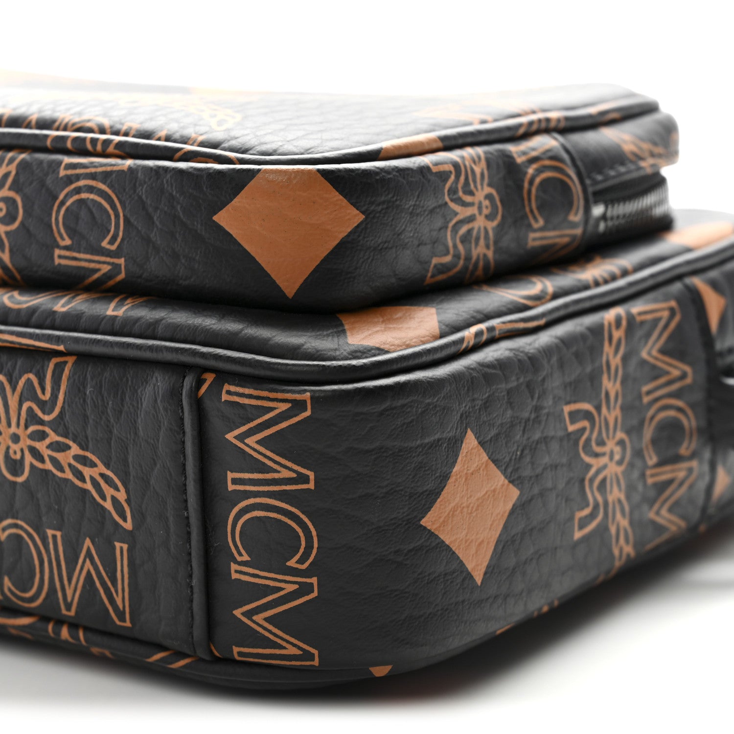 MCM Maxi Visetos Aren Crossbody Black Cognac 9 of 9