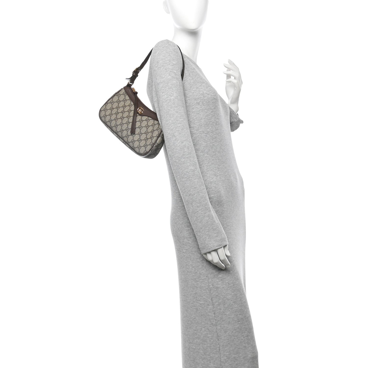 Gucci GG Supreme Monogram Textured Dollar Calfskin Small Ophidia Hobo Beige Ebony New Acero 2 of 12