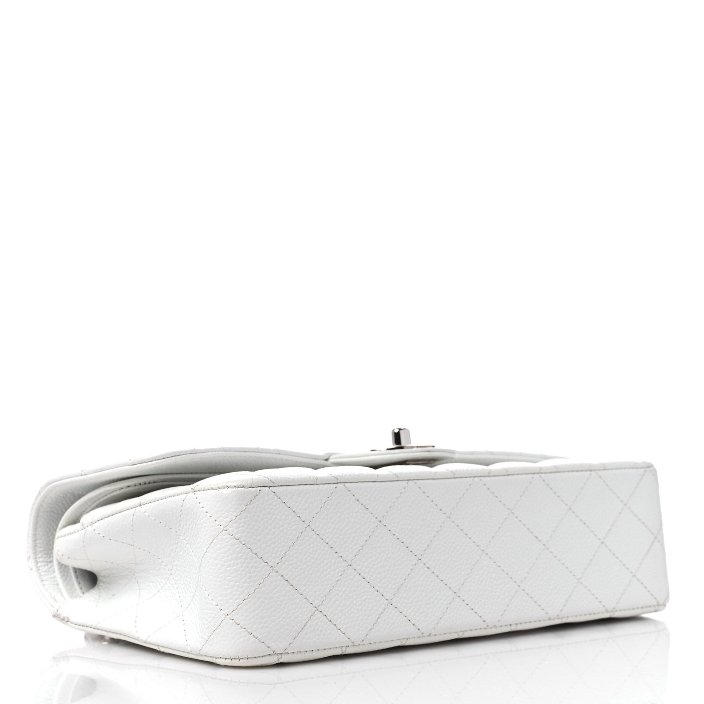 Caviar Quilted Medium Double Flap White