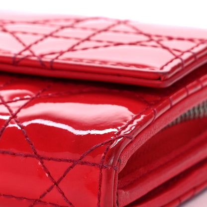 Christian Dior Patent Cannage Rendez-vous Chain Wallet Red 11 of 14