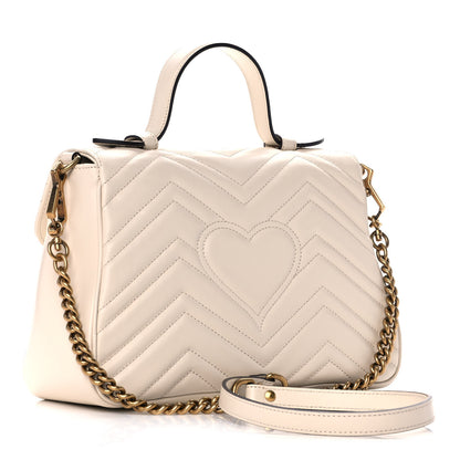 Gucci Calfskin Matelasse Small GG Marmont Top Handle Shoulder Bag White 2 of 11
