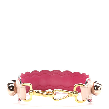 Fendi Vitello Liberty Pearl Bi-Color Scalloped Mini Strap You Camelia Black Cherry 2 of 4