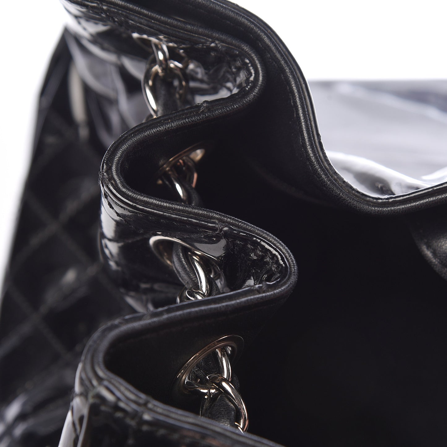 Patent Quilted CC Shoulder Bag Black