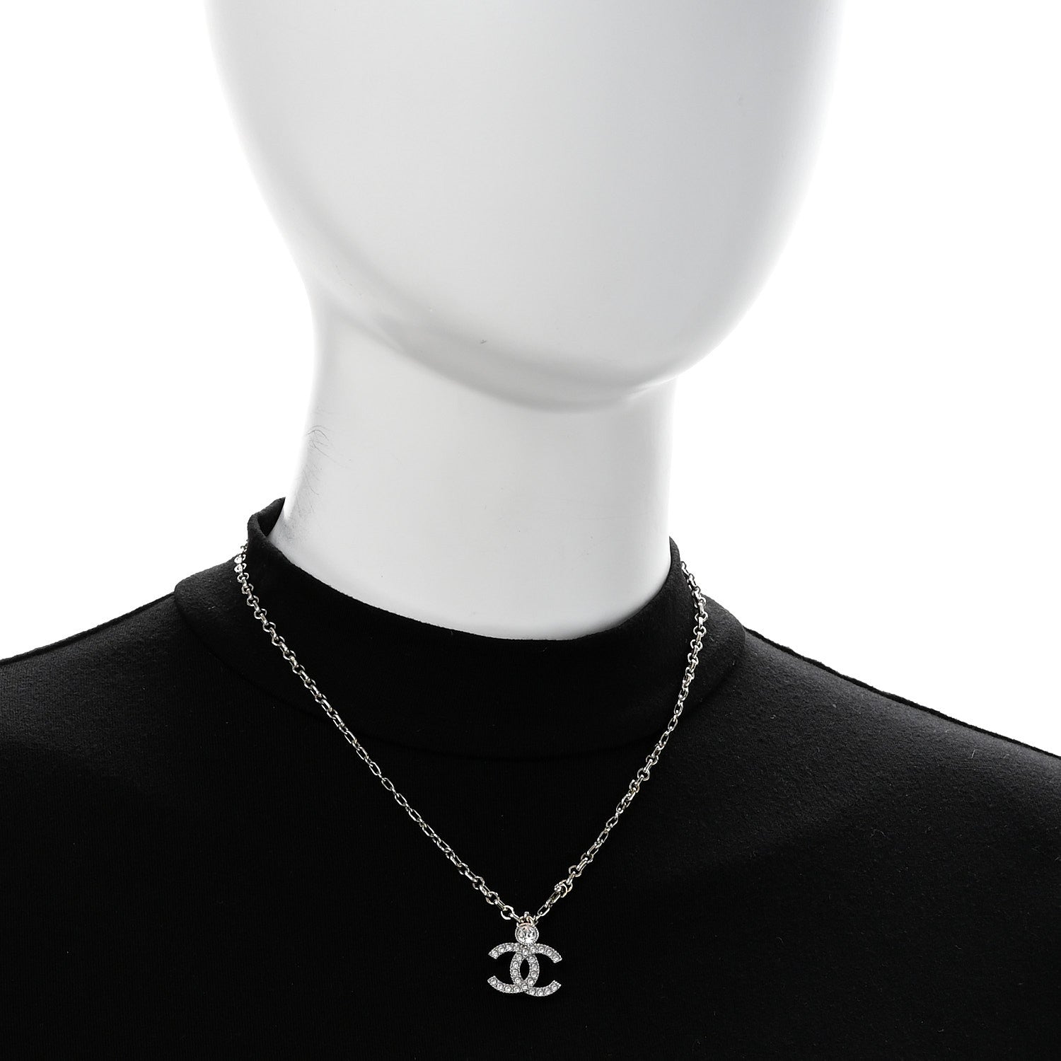 Chanel Crystal CC Necklace Gold Silver 2 of 6