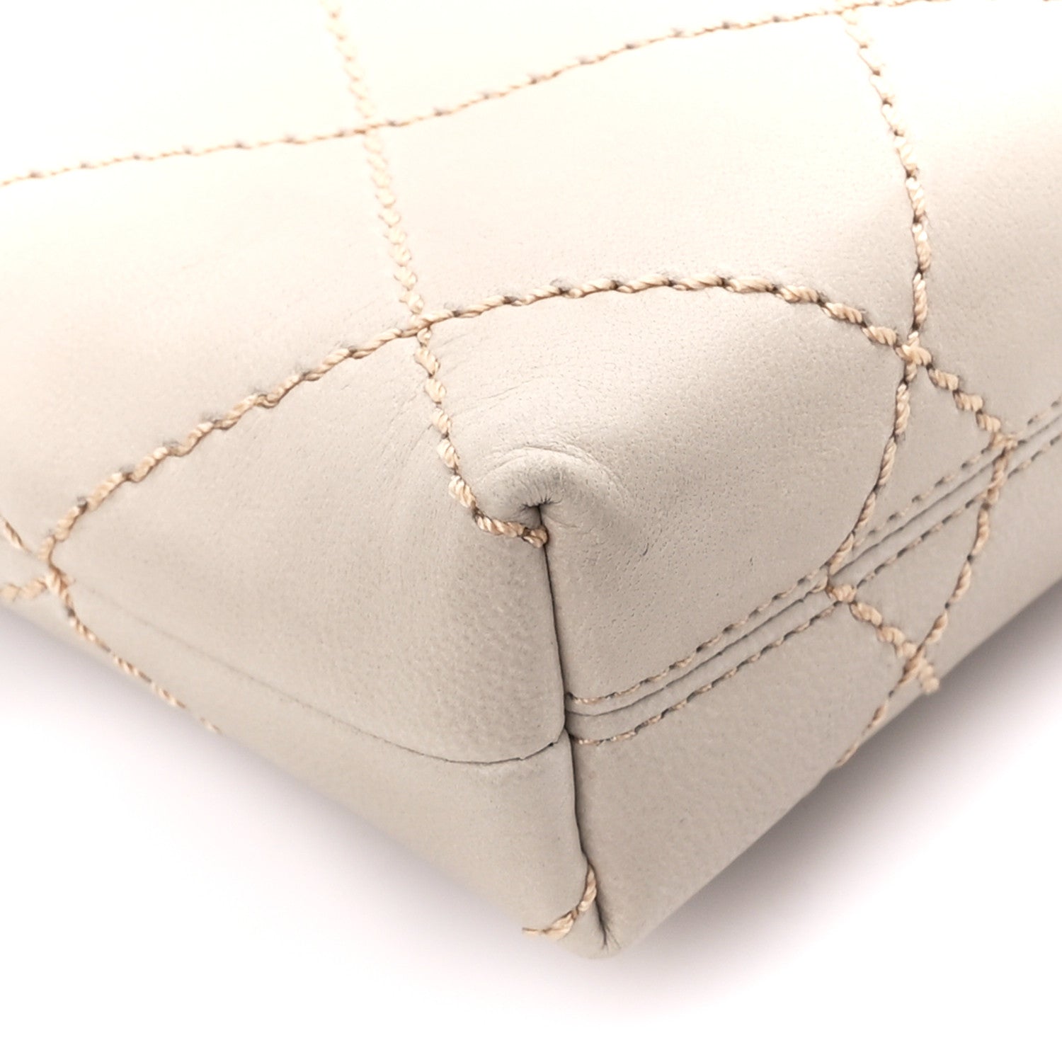 Chanel Lambskin Surpique Stitch Pochette Beige 10 of 12