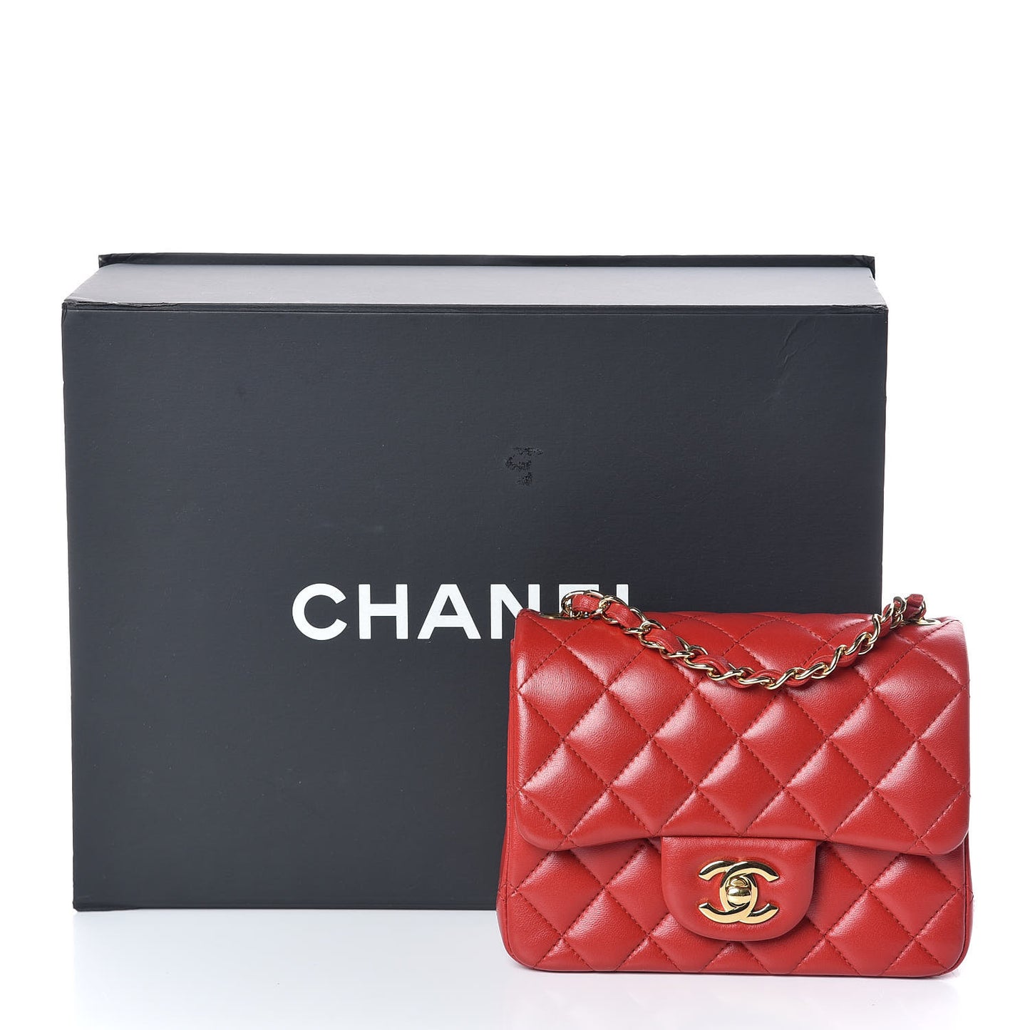 Lambskin Quilted Mini Square Flap Red