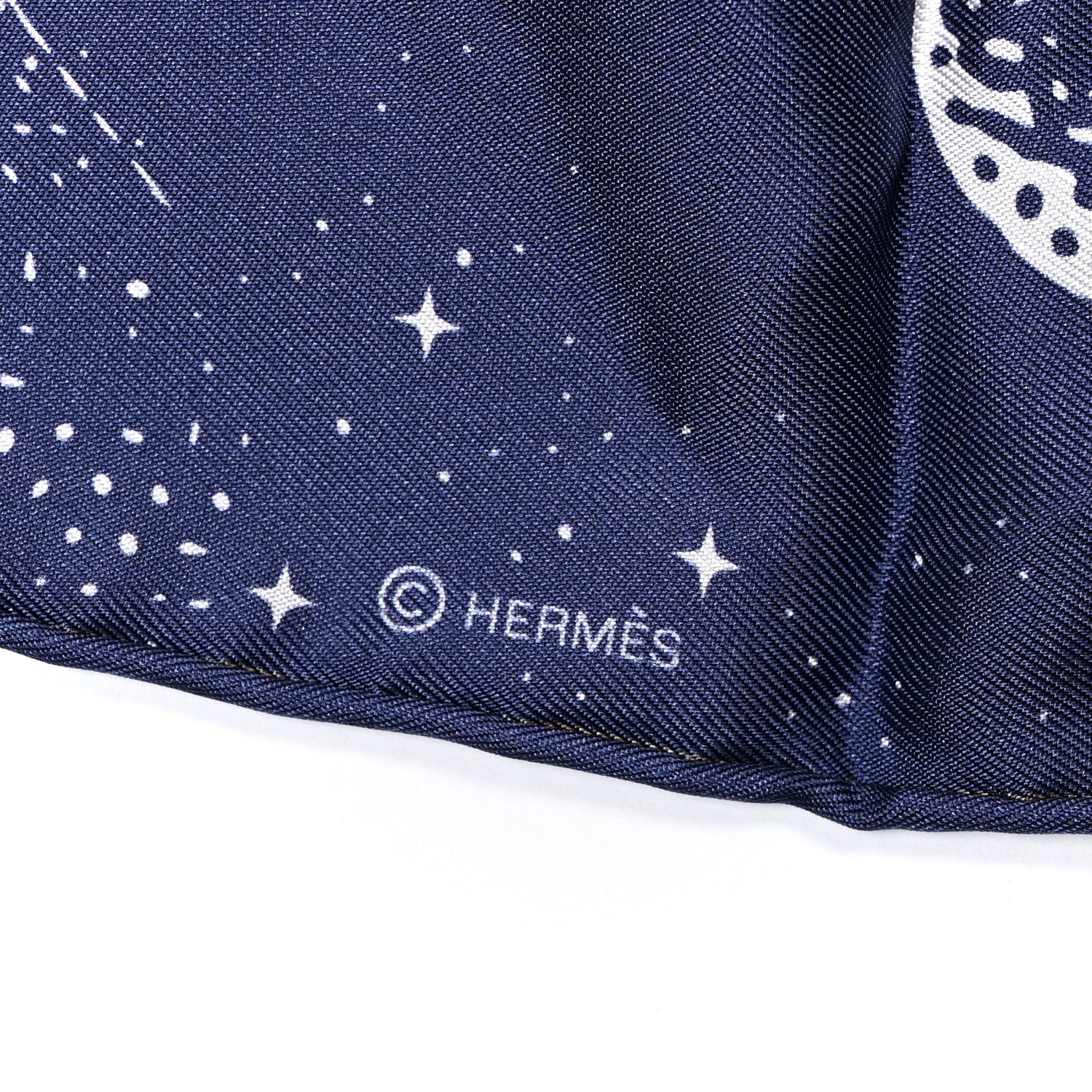 Hermes Silk Clair De Lune Double Face Scarf 90 Marine White Beige 4 of 6