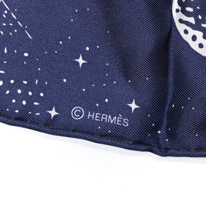 Hermes Silk Clair De Lune Double Face Scarf 90 Marine White Beige 4 of 6