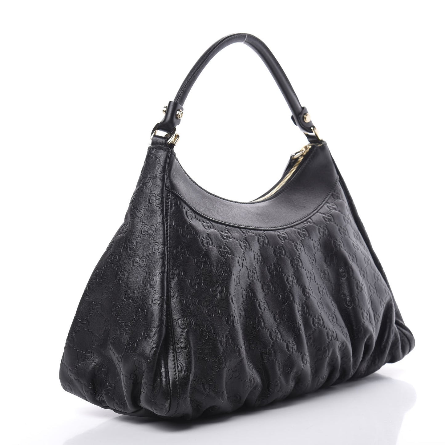 Guccissima Large D Gold Ring Hobo Black