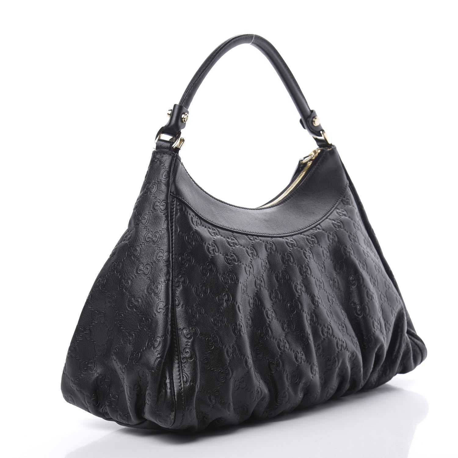 Gucci Guccissima Large D Gold Ring Hobo Black 3 of 13
