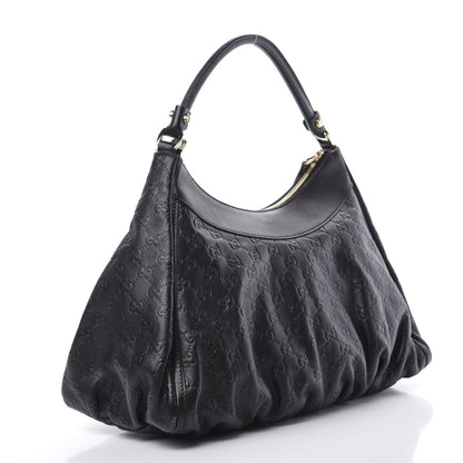 Gucci Guccissima Large D Gold Ring Hobo Black 3 of 13