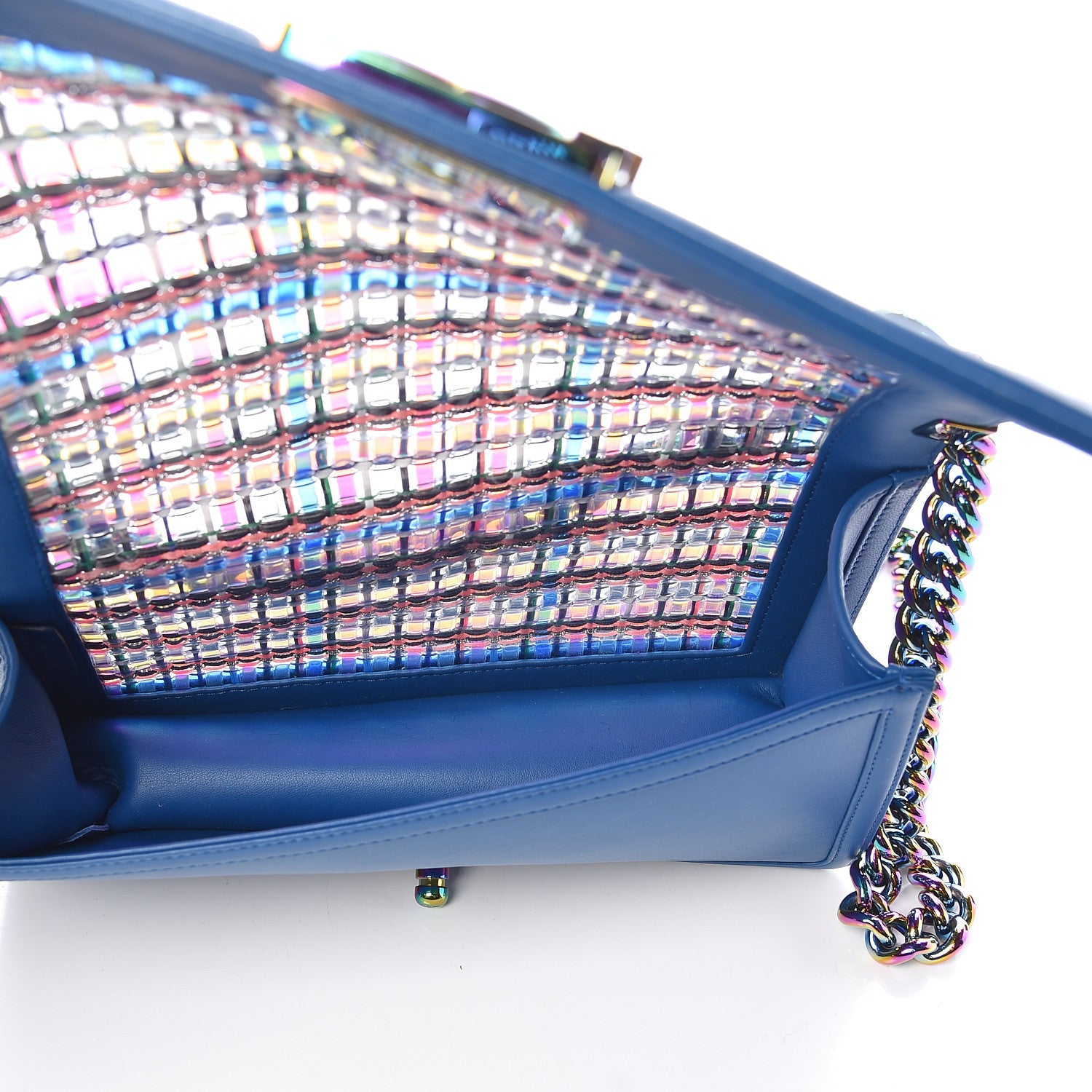 Chanel PVC Thread Woven Medium Boy Flap Dark Blue 5 of 14