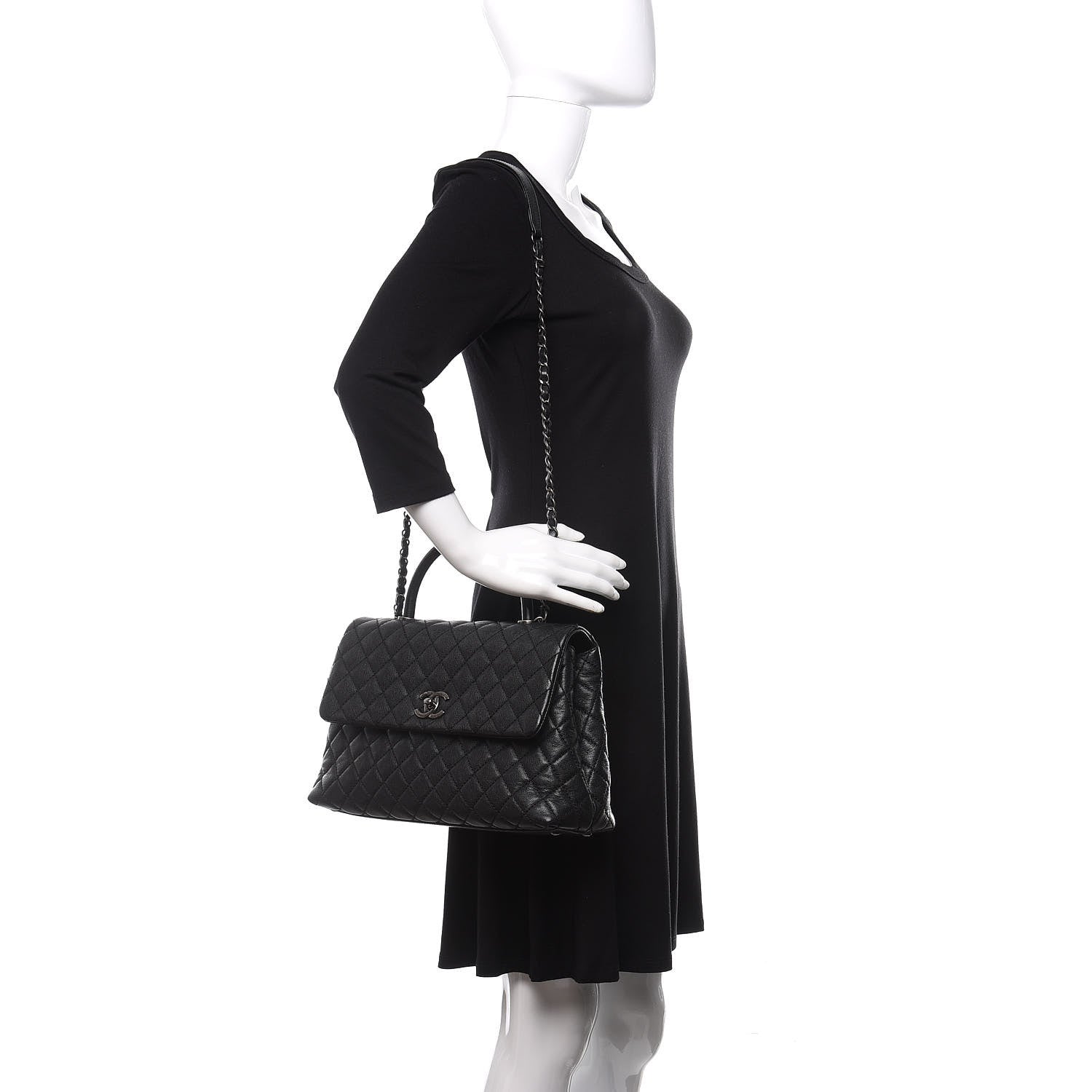 Chanel Caviar Quilted Medium Coco Handle Flap Black 2 of 11