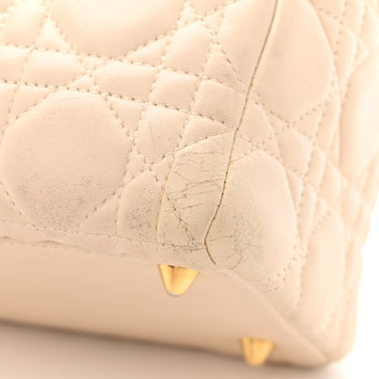Christian Dior Lambskin Cannage Medium Lady Dior Beige 12 of 22