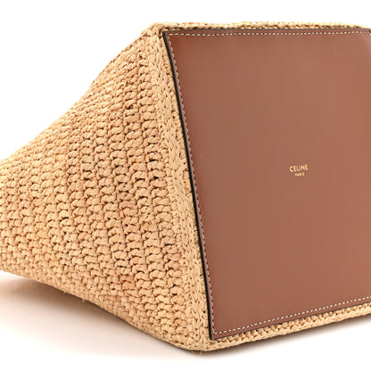 Celine Raffia Calfskin Triomphe Cube Tote Natural Black 11 of 13