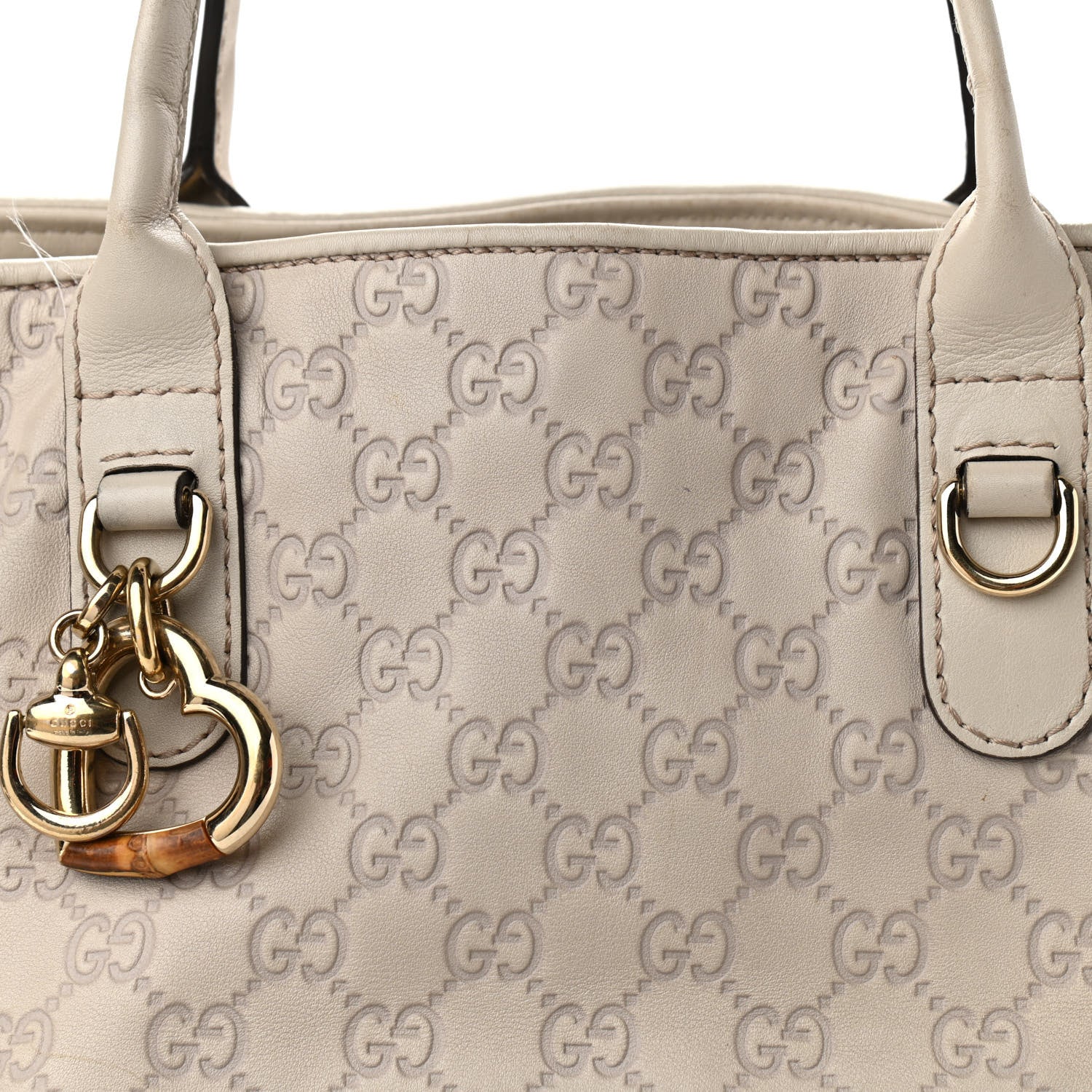 Gucci Guccissima Large Heart Bit Charm Top Handle Tote Off White 8 of 20