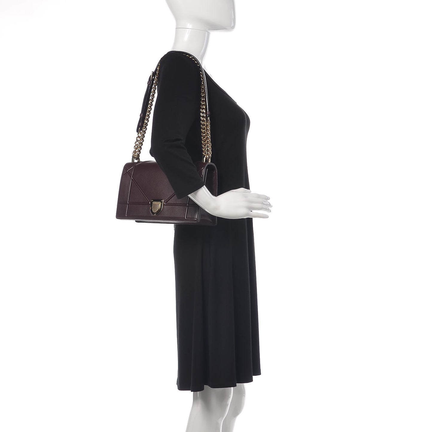 Grained Calfskin Medium Diorama Flap Bag Amaranth