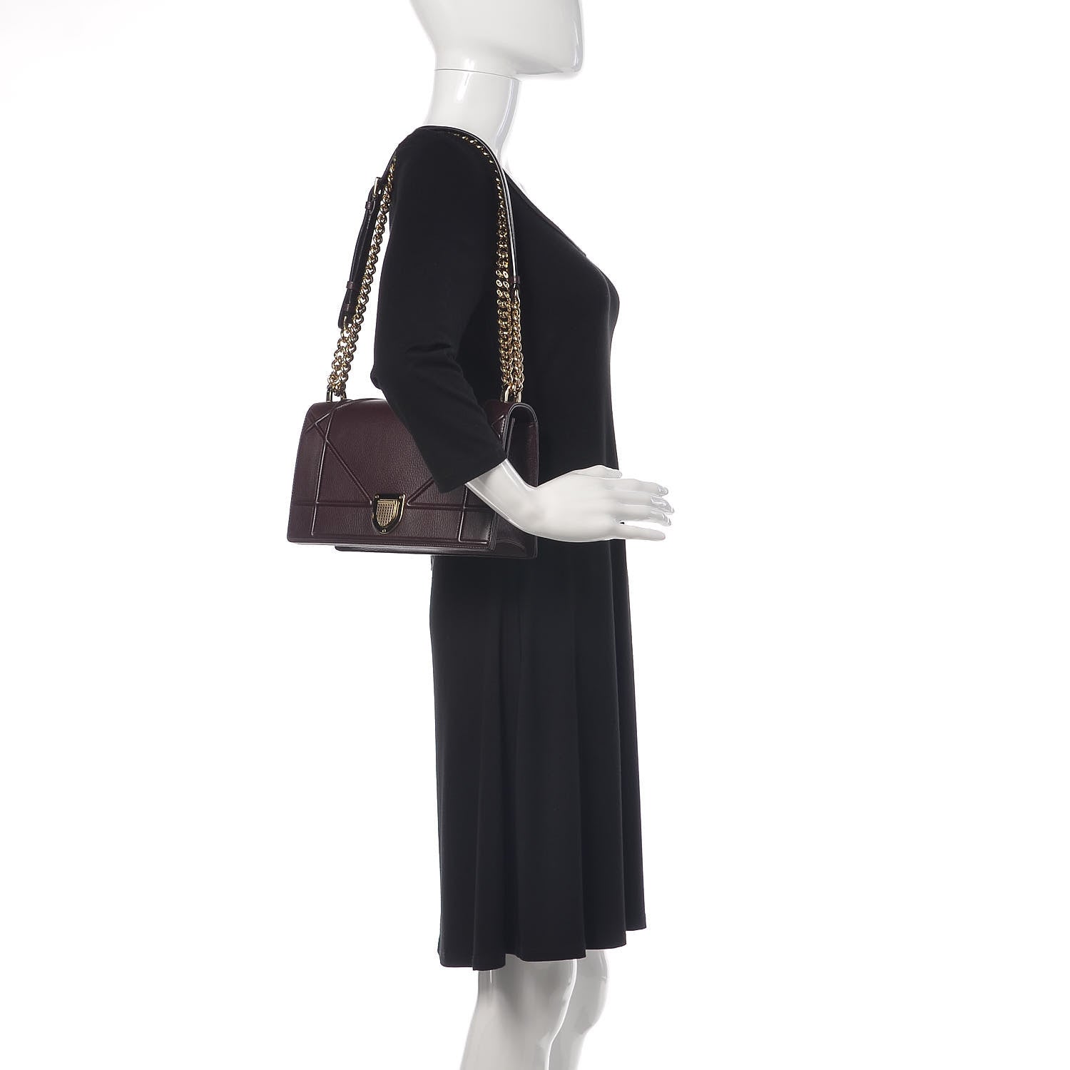 Christian Dior Grained Calfskin Medium Diorama Flap Bag Amaranth 3 of 13
