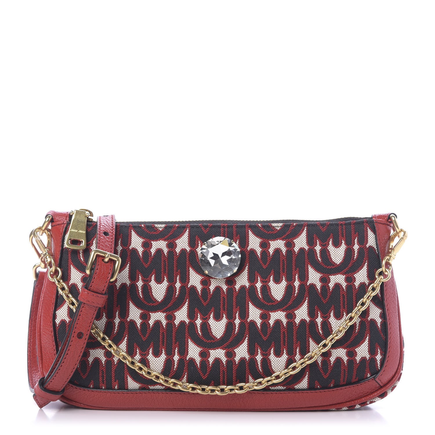 Miu Miu Jacquard Madras Logo Crossbody Red 1 of 11