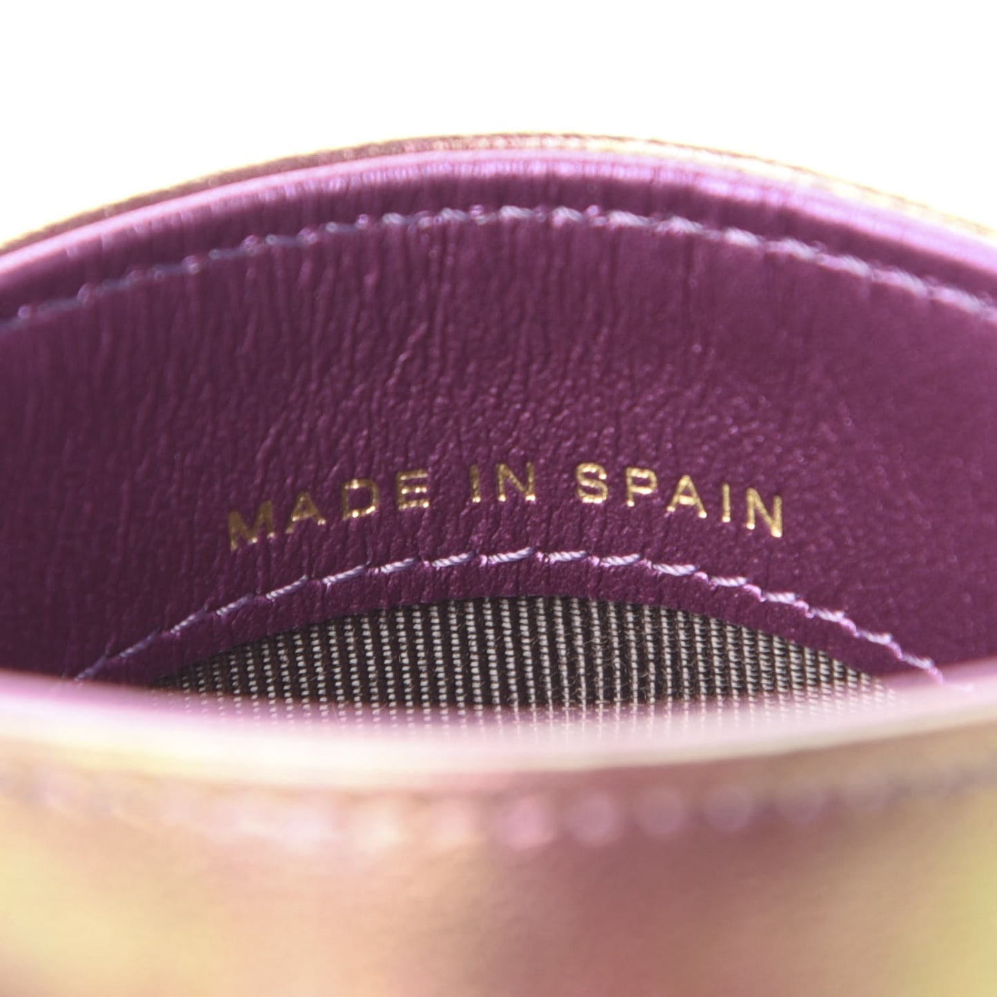 Iridescent Lambskin Quilted Card Holder Purple