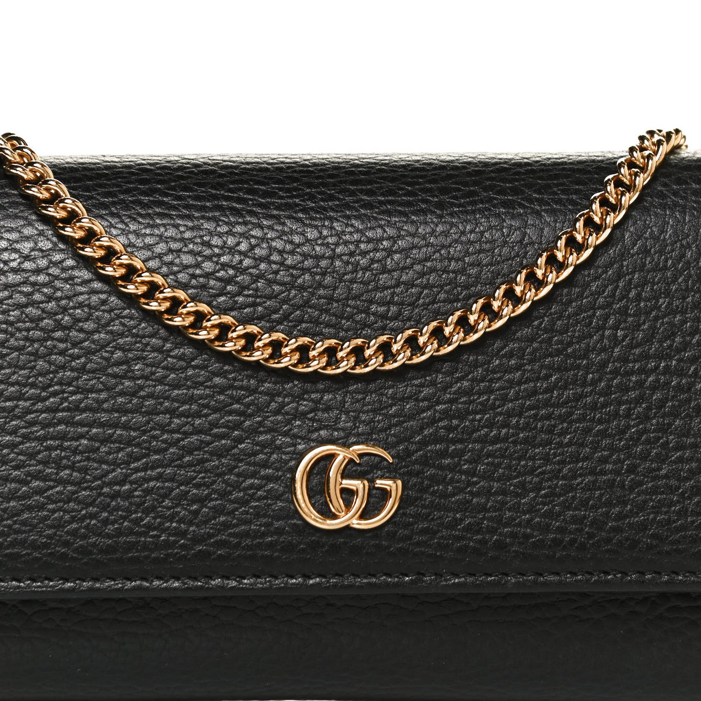 Calfskin Petite GG Marmont Wallet Chain Bag Black