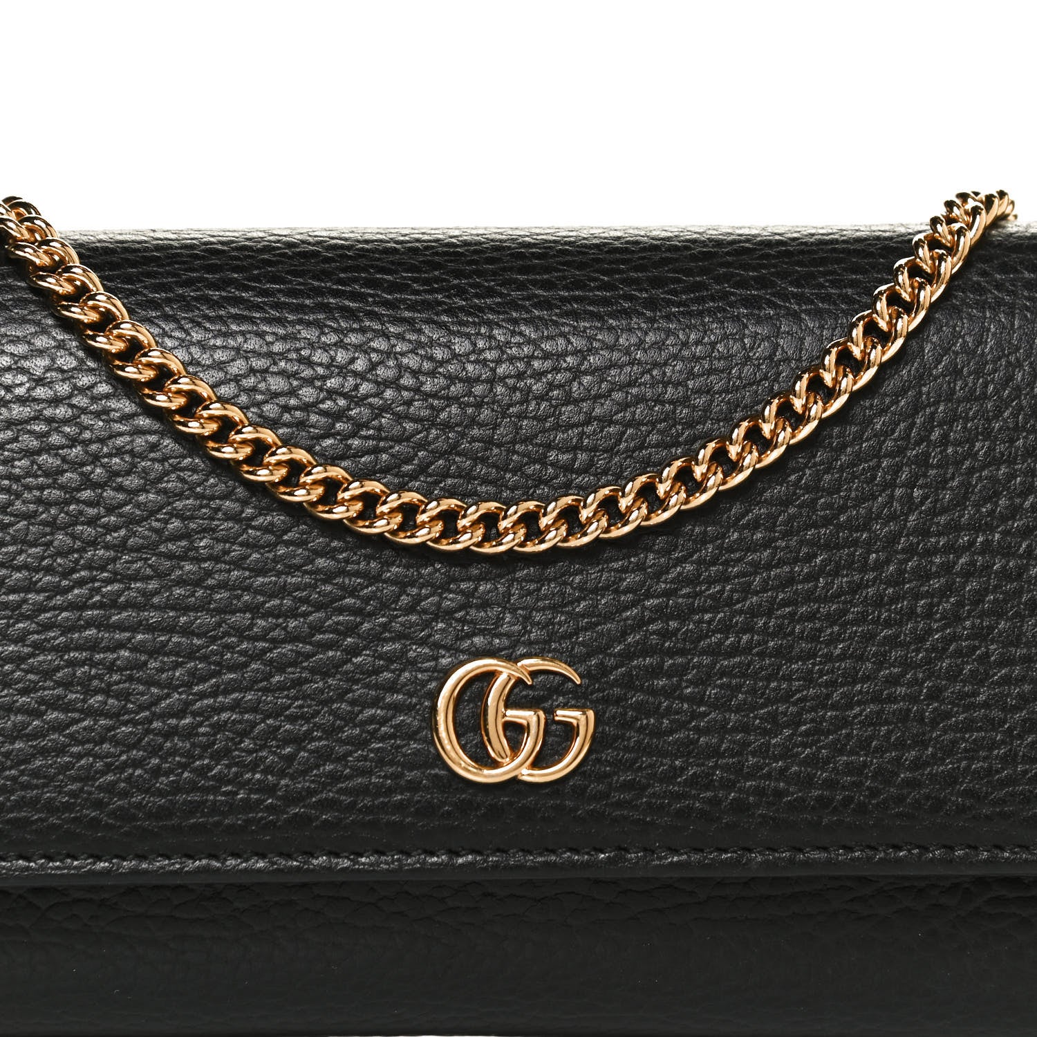 Gucci Calfskin Petite GG Marmont Wallet Chain Bag Black 8 of 12