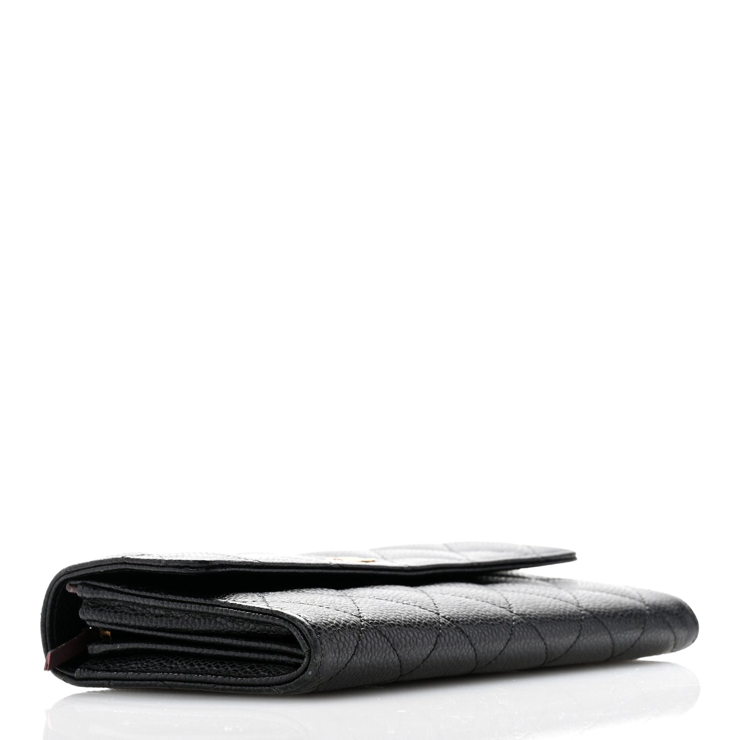Caviar Quilted Large Gusset Flap Wallet Black