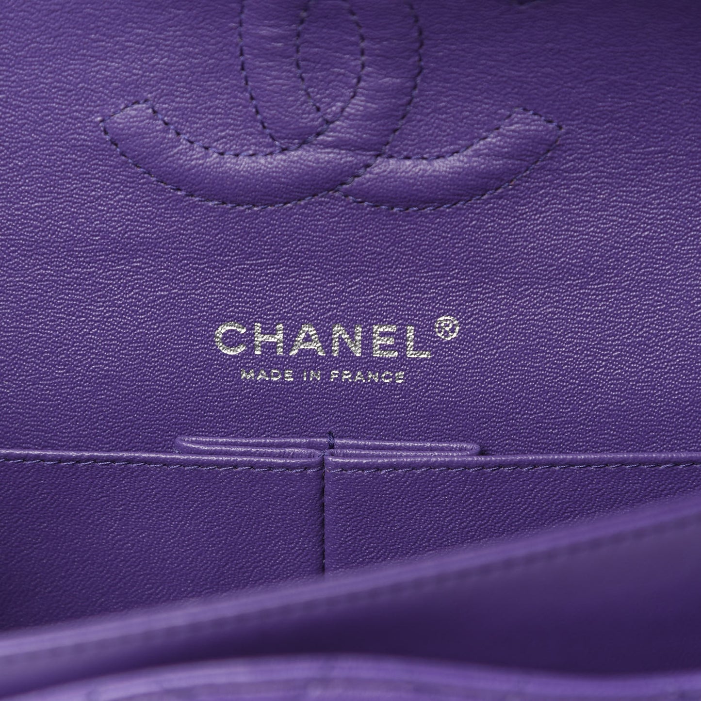 Lambskin Quilted Medium Double Flap Purple
