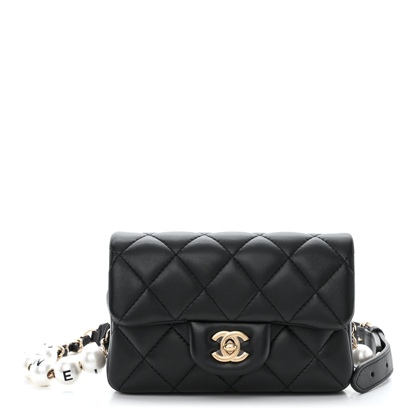 Lambskin Quilted Mini My Precious Waist Bag Black