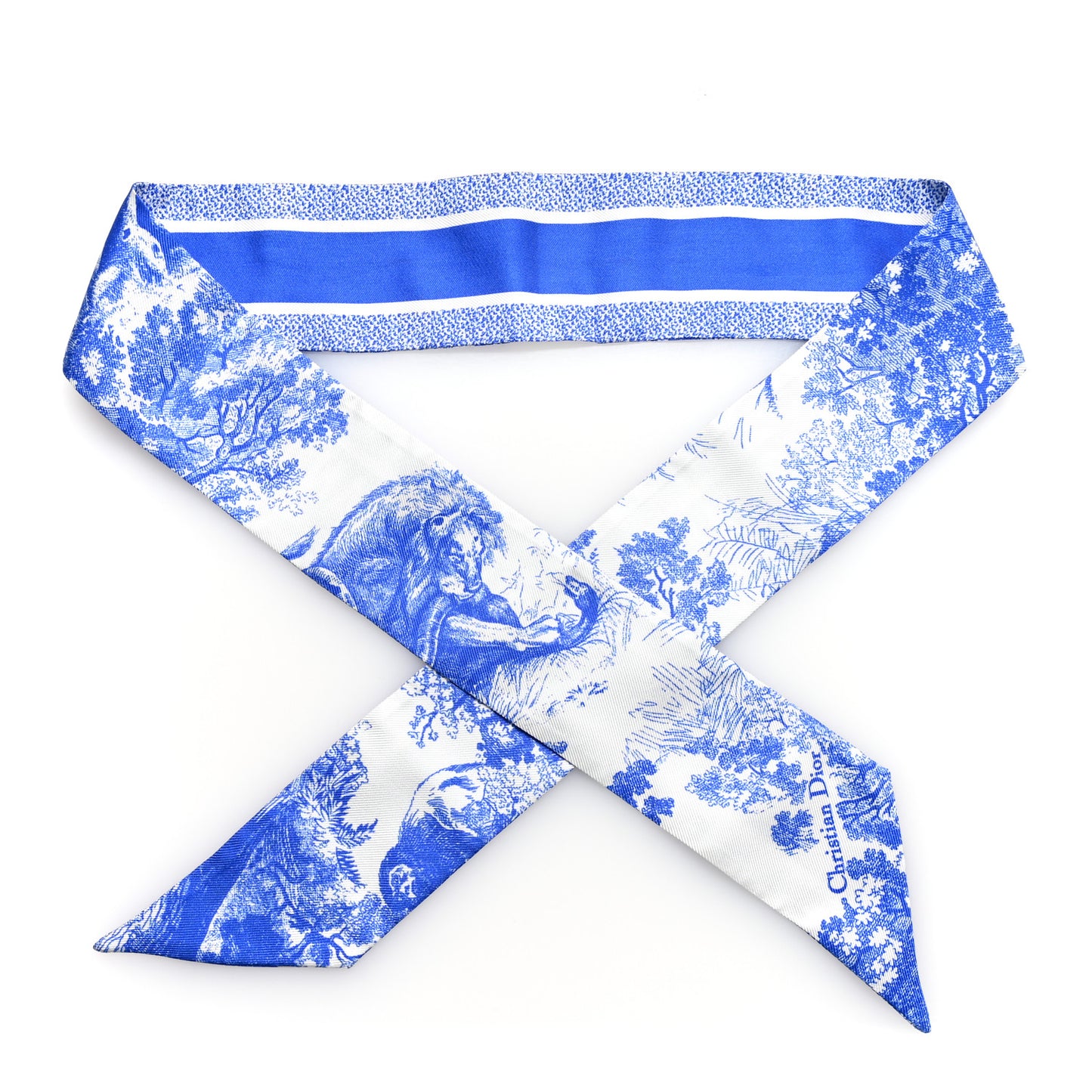 Silk Toile De Jouy Mitzah Scarf Blue