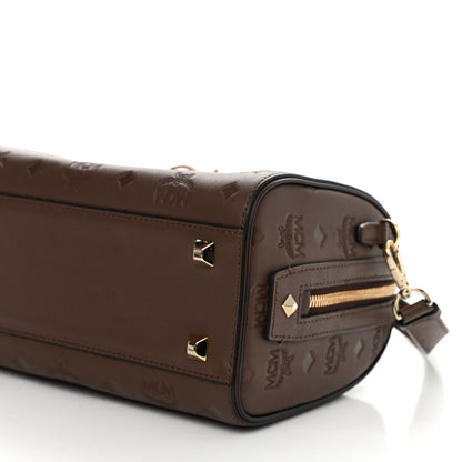 MCM Calfskin Ottomar Monogram Essential Boston Bag Chestnut 9 of 9
