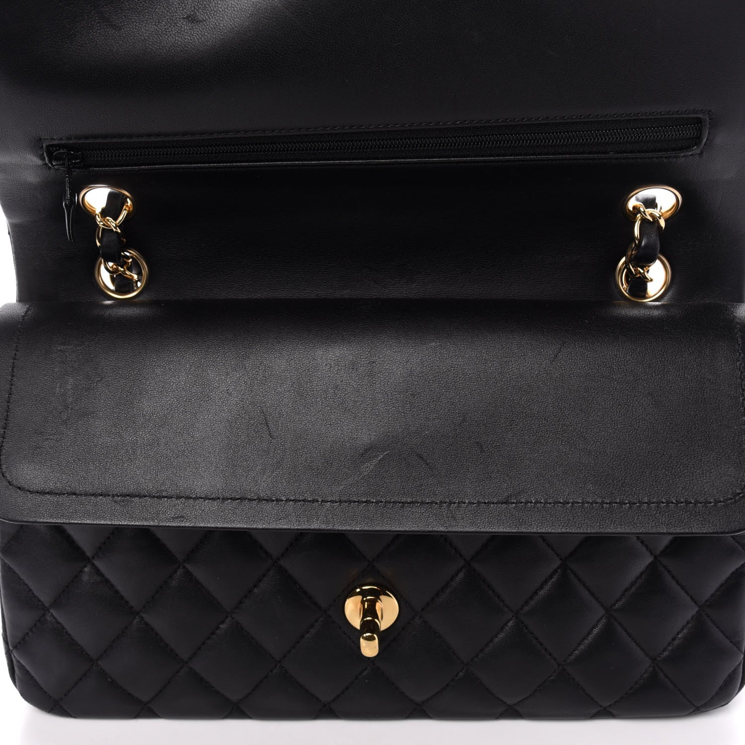 Chanel Lambskin Quilted Medium Double Flap Black 9 of 12