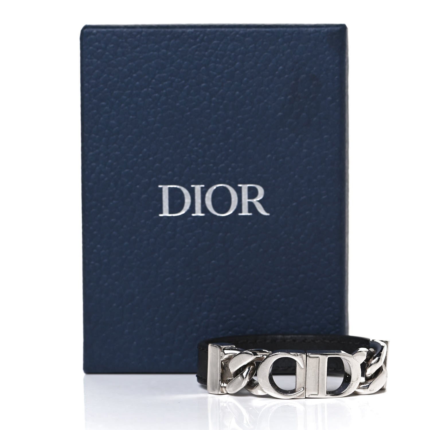 Christian Dior Calfskin Metal Danseuse Etoile Chain Bracelet Black Silver 6 of 6