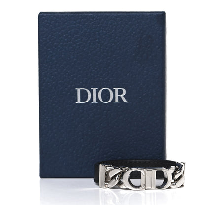 Christian Dior Calfskin Metal Danseuse Etoile Chain Bracelet Black Silver 6 of 6
