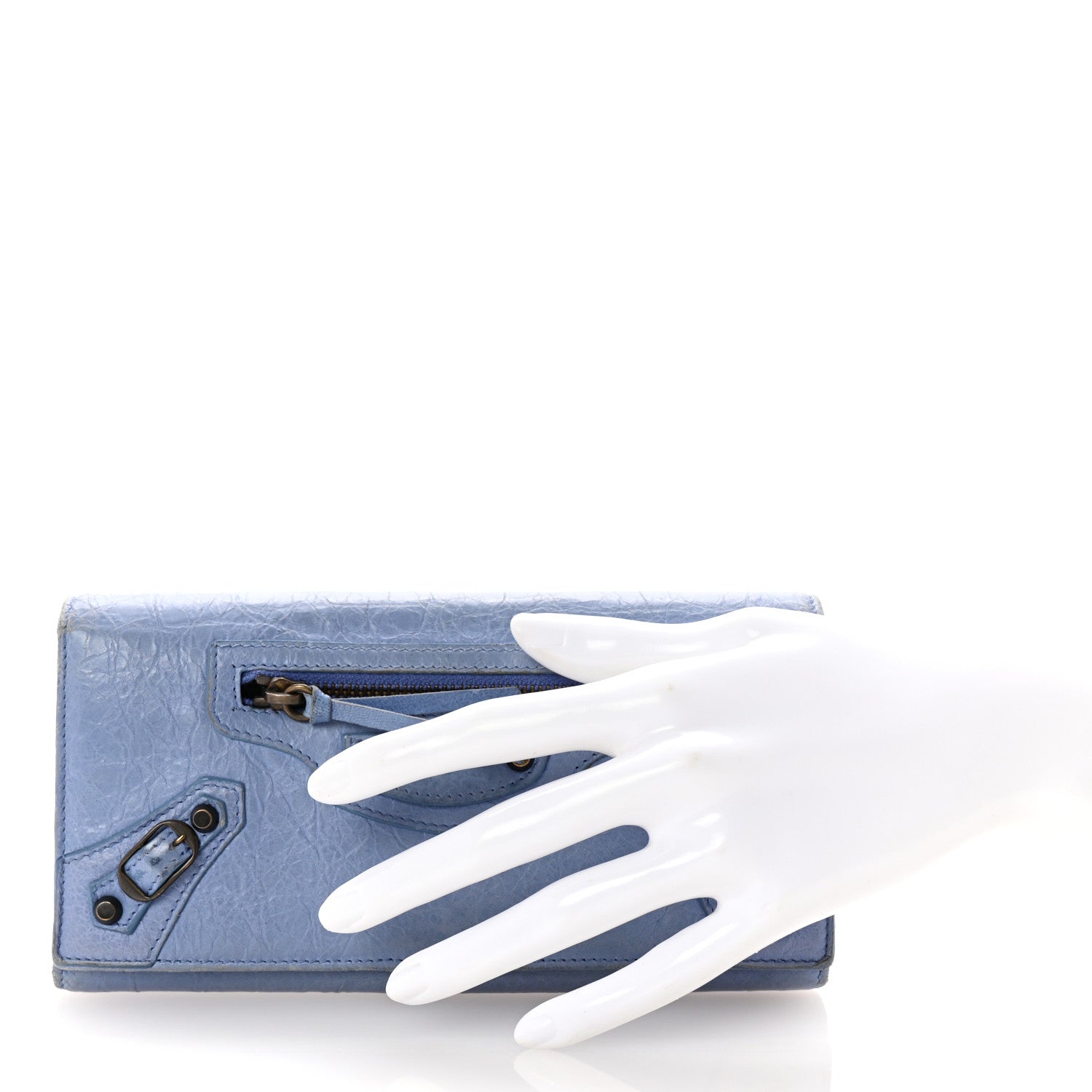 Balenciaga Agneau Classic Hardware Money Wallet Sky Blue 2 of 7