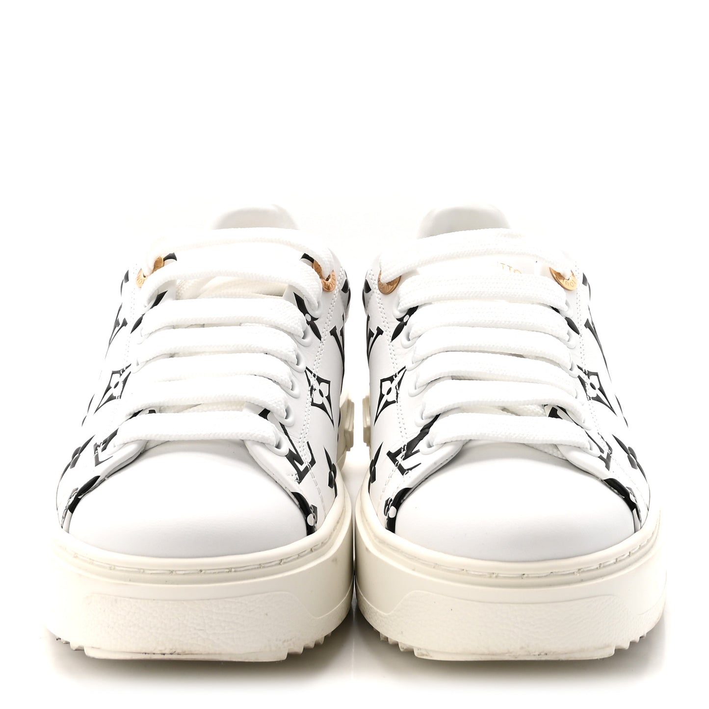 Calfskin Monogram Debossed Time Out Sneakers 35 Black