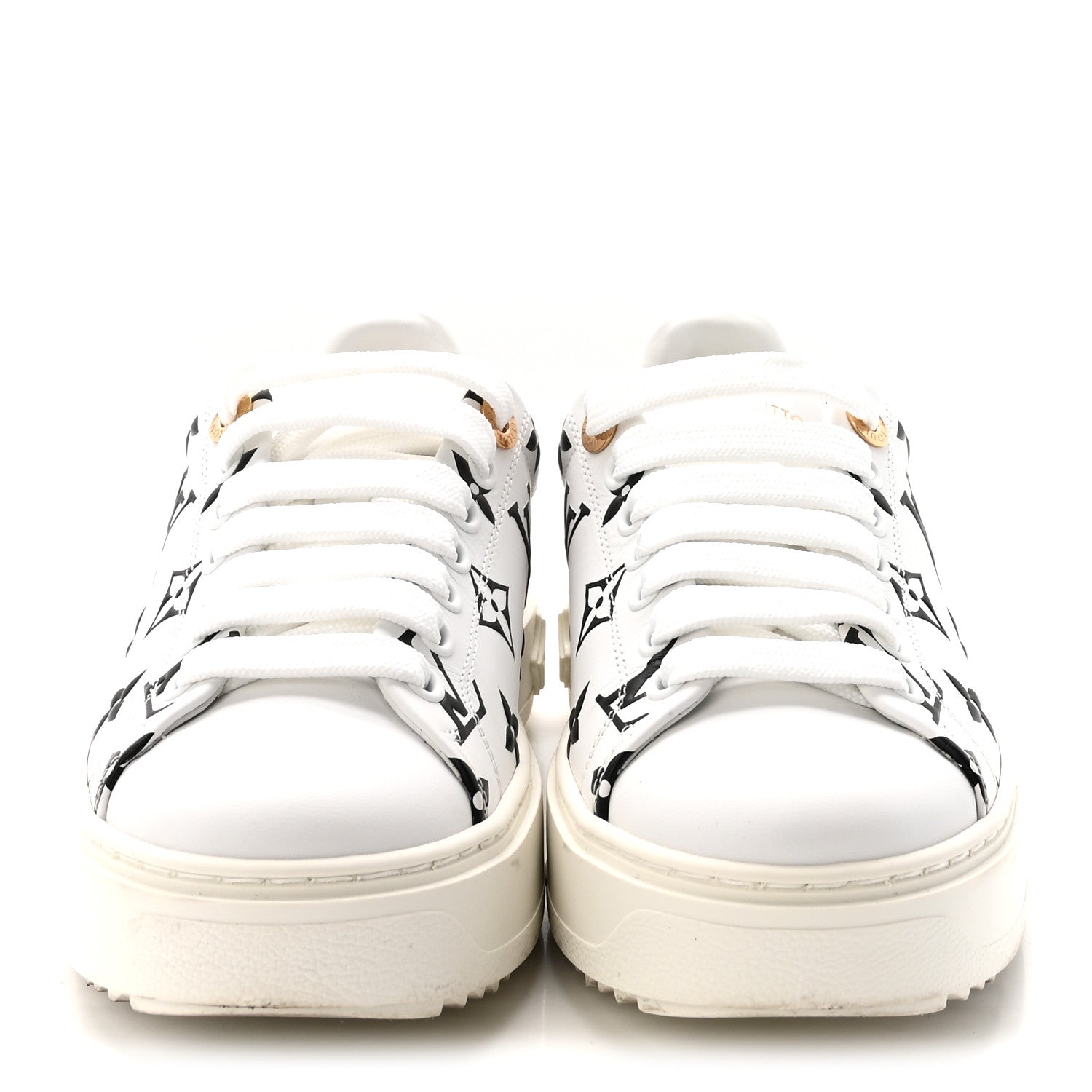 Louis Vuitton Calfskin Monogram Debossed Time Out Sneakers 35 Black 3 of 9