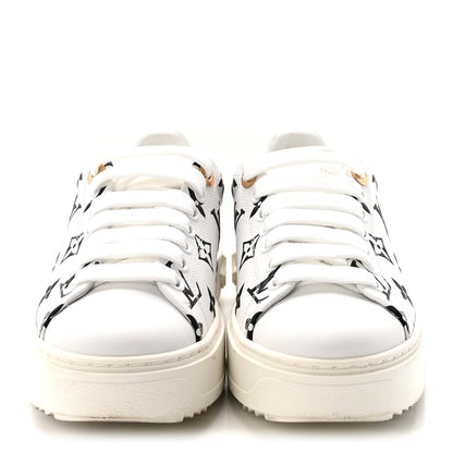 Louis Vuitton Calfskin Monogram Debossed Time Out Sneakers 35 Black 3 of 9