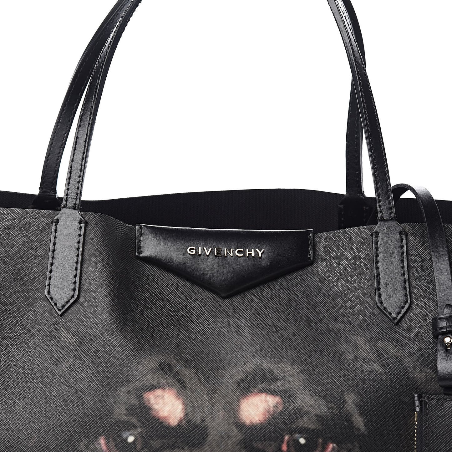 Textured Coated Canvas Rottweiler Pint Large Antigona Tote Black