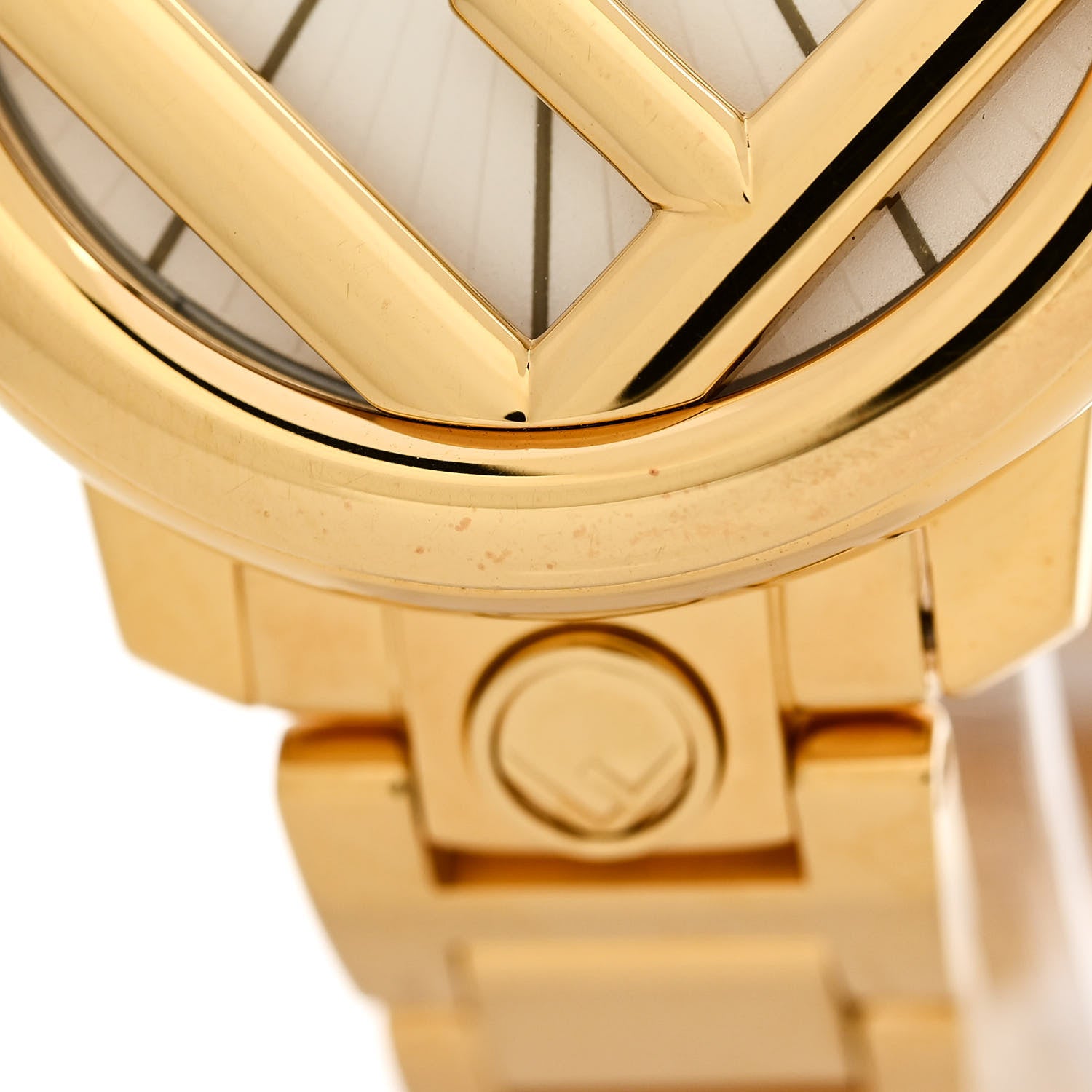 Fendi Stainless Steel Diamond 28mm Run Away Quartz Watch Gold 5 of 7