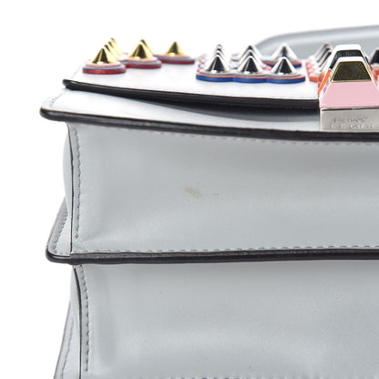 Fendi Vitello Liberty Fun Fair Metal Studded Small Kan I Shoulder Bag Grigio Perla Multicolor 10 of 11