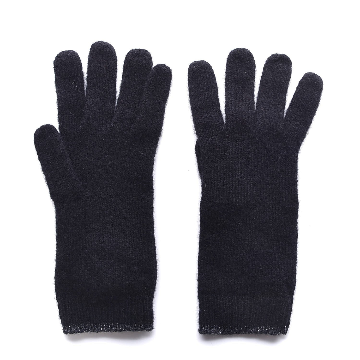 Chanel Cashmere Silk CC Gloves Black 2 of 8